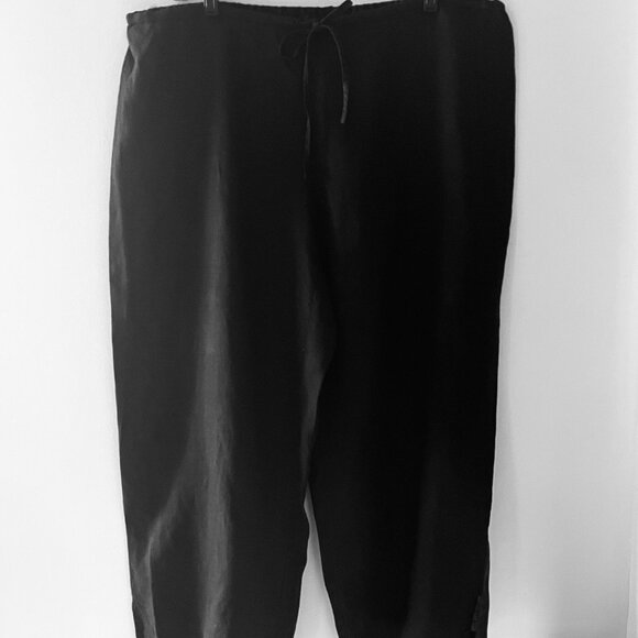 EILEEN FISHER Women's L 100% Irish Linen Wide-Leg High-Rise Cropped Pants - Picture 2 of 16